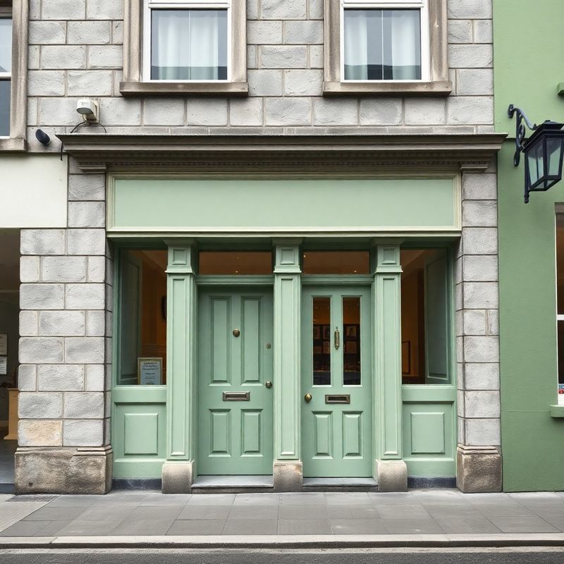 Georgian stone building exterior in Galway with stone-mint painted doorway